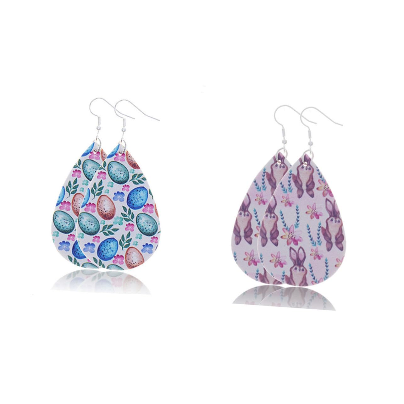 Easter Bunny Earrings Set Water Drop Shape Fashion Leather Jewelry for Women Girls 16 17mm