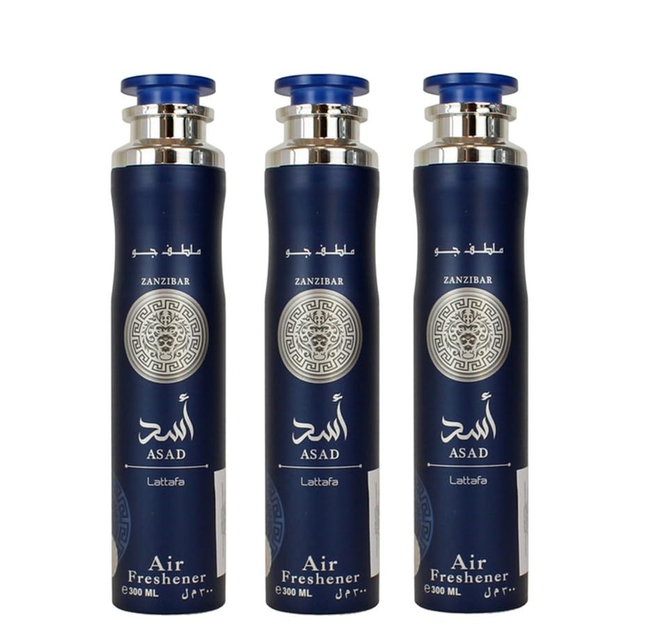 Arabian Air Freshener Bundle (3 x 300ml) Dubai, Luxury Scent, Long Lasting Fragrance (3 x Asad Zanzibar)