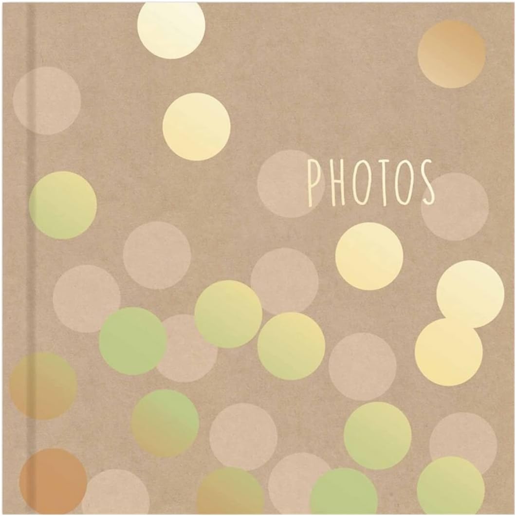 Picture This Kraft Cover Gold Polka Dot Design Photo Album Holds 200 Slip In 6'' x 4'' Photographs, (7590)