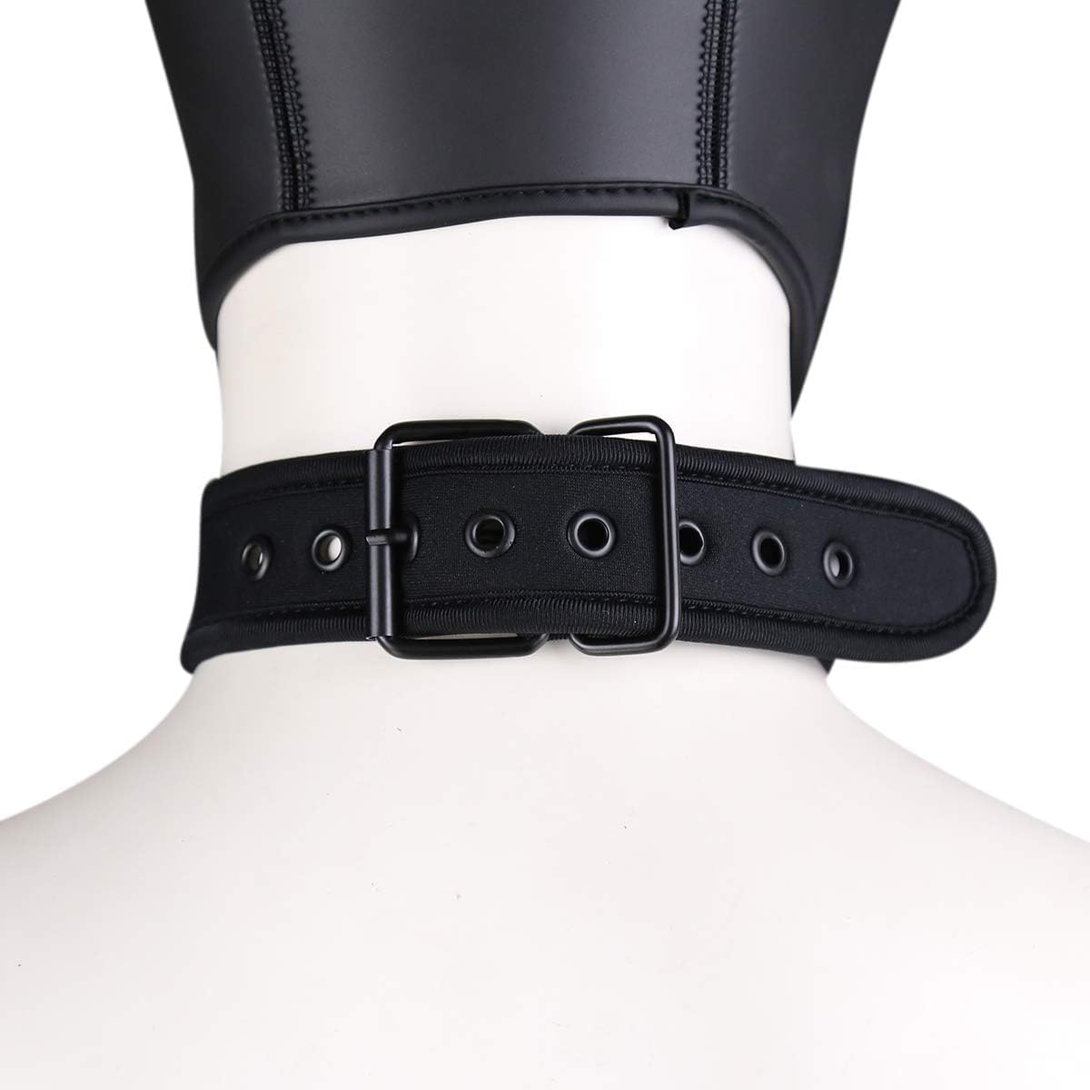 Neoprene K9 Puppy Hood Dog Muzzle Mask Pup Hood Halloween Mask (Black, Mask with Collar)
