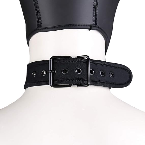 Neoprene K9 Puppy Hood Dog Muzzle Mask Pup Hood Halloween Mask (Black, Mask with Collar)
