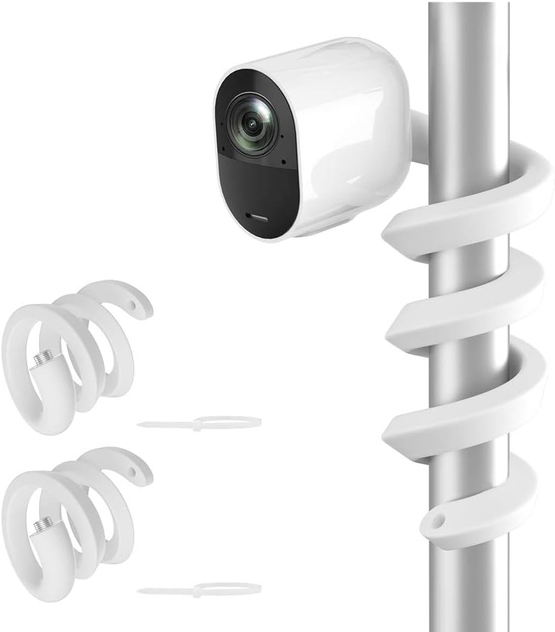 HOLACAFlexible Twist Mount for Arlo Pro 3 Pro 4 Pro 2 EufyCam 2C EufyCam 1 and 2 Arlo Ultra 4K Ultra 2 Arlo Baby Monitor und Arlo Go indoor Camera (White 2Pack)