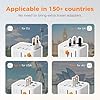 TESSAN Universal Travel Adapter, Travel Plug Adapter Worldwide with 1 Universal AC Outlet 4 USB Ports (2 USB C), International Plug Adaptor for UK to Europe USA Australia (Type C G A I) Grey White