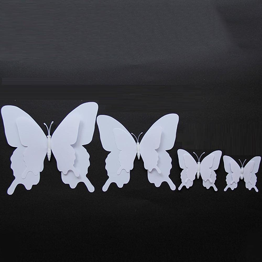 Dekorative Wandsticker 100 Stücke Doppelschicht Dreidimensionale Weißer Schmetterling 3D Dekoration Hochzeit Fotografie Fenster Wandmalerei Kann Gefärbt Werden Pvc Wandaufkleber 18 + 12 Cm