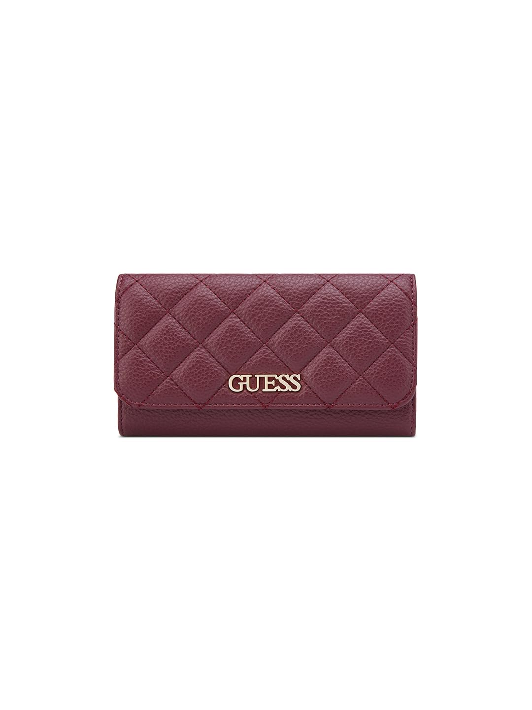 guess Oxblood Textured Snap Button Wester Slim Clutch Tri-Fold Wallet-picture-14