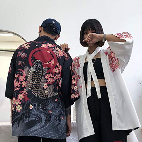 image for Fanteecy Men's Kimono Japanese Floral Printed Kimono Cardigan Shirts J