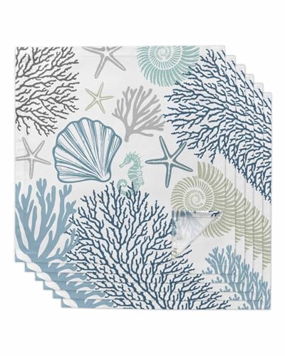 Servilletas de Tela Azules Teal Set x6 20x20 pulgadas miniatura 1