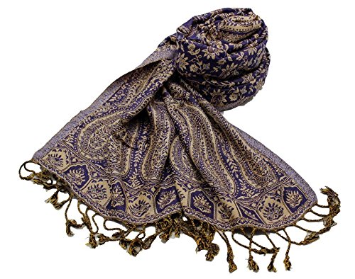 Étole viscose motif cachemire écharpe bicolore réversible femme SHANKARA N9