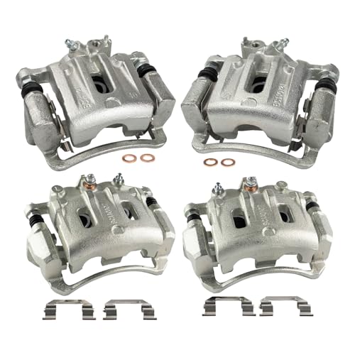 Image of TRQ Front and Rear Brake Caliper Set Zinc Coated Brackets Compatible with 2012-2015 Chevrolet Captiva Sport 2007-2009 Equinox 2007-2009 Pontiac Torrent 2008-2010 Saturn Vue