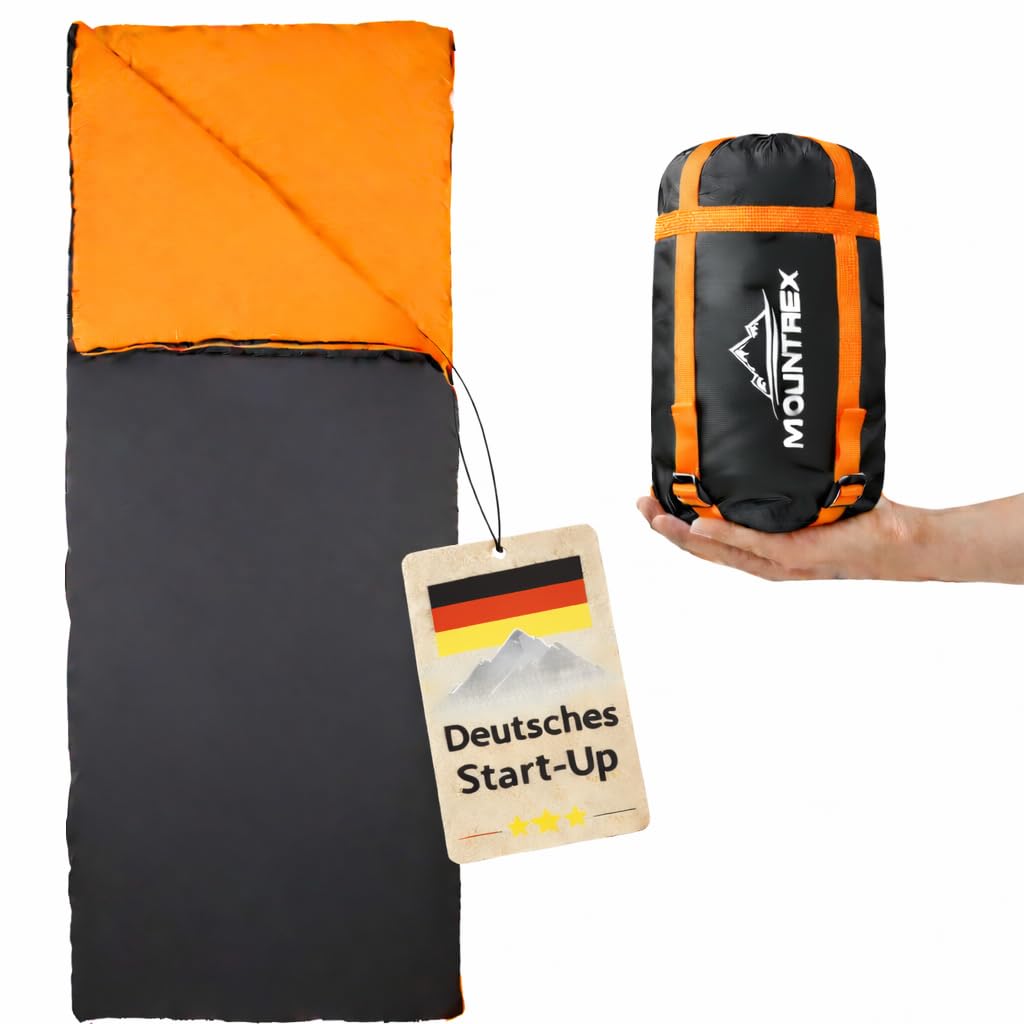 MOUNTREX® Schlafsack - Kleines Packmaß & Ultraleicht (700g) Sommer Deckenschlafsack - Outdoor Sommerschlafsack – Camping, Reise, Festival – Koppelbar