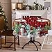 Christmas Round Tablecloth 70 Inch, Merry Christmas Decorations Snowman Table Cloth for Round Red Truck, Xmas Decor Gnomes Red Buffalo Plaid Tablecloths Polyester Vintage for Picnic Party Dinner