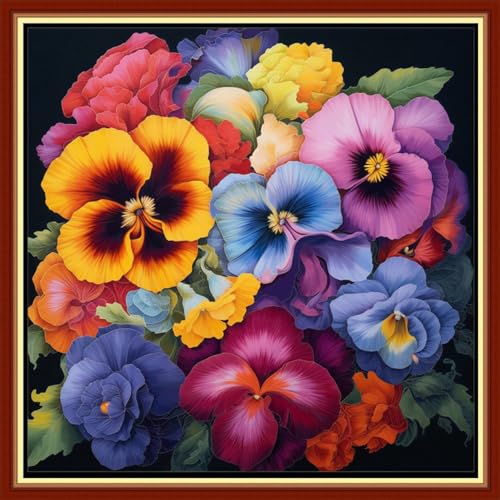 Image of Foxdiviy Stamped Cross Stitch Kits Full Range of Embroidery Needlework Starter Kits for Beginners Adults 11CT Embroidery Patterns Art Crafts DIY Needlepoint Kits-Magic Flower 18x18 inch, ColourKits35