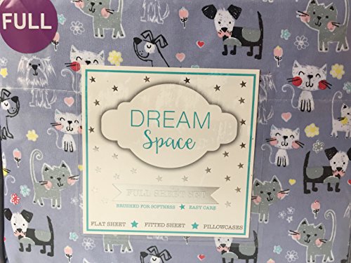DreamSpace - Juego de sábanas para gatos, perros, flores, corazones en gris (4 unidades)
