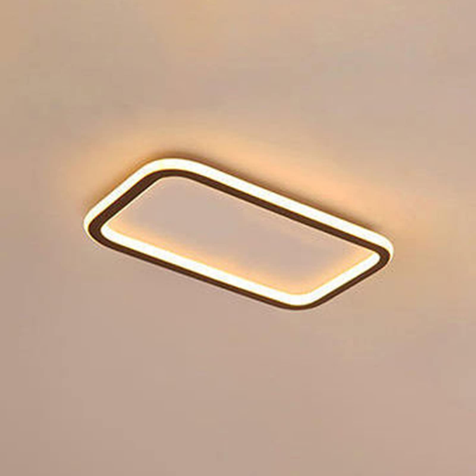 Lampara LED Techo Rectangular Vintage, Plafon LED Techo Rectangular Modernos para Salon Dormitorio Baño (Negro, Blanco Cálido)