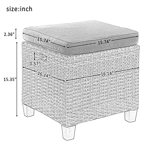 Fzzdp 5 Pcs Outdoor Conversation Set Patio Furniture Set All Weather Wicker Sectional Couch Sofa Dining Table Chair W/Ottoman&Pillow (Color : D) #TOP2