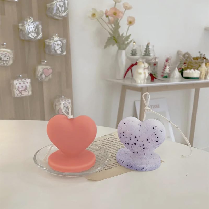 Miniatura 5 de TOPYS 2 moldes de vela de silicona con forma de corazón, base de corazón y molde de mano para el día de San Valentín, para bricolaje, velas de