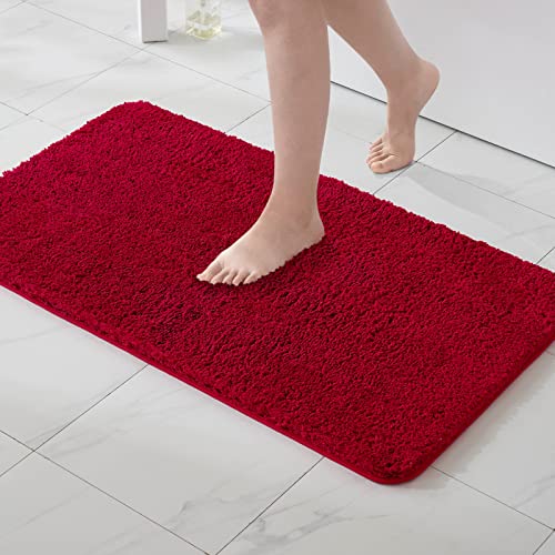 MIULEE Bath Mat Non Slip Absorbent Bathroom Soft luxurious Shower Small Mat Doormat Inside Rugs Kitchen Rugs Carpet Mat Washable for Bathroom Bedroom Kitchen Entrance 70x120 cm Red