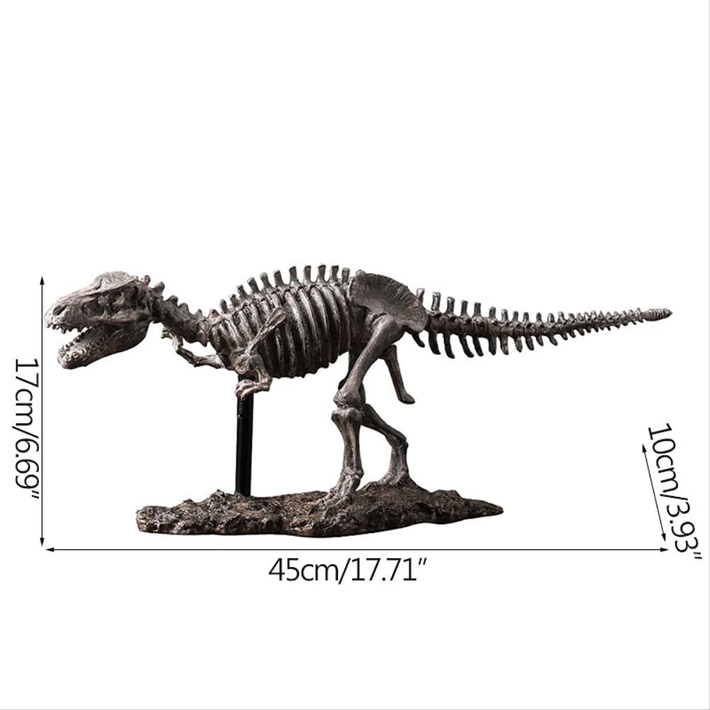 Archaizująca figurka szkieletu dinozaura, skamieniała rzeźba z żywicy w stylu vintage, dekoracja domu