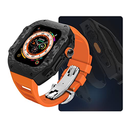 Bracelet iWatch 44mm 45mm agate rechange avec boîtier carbone pour montre connectée Apple