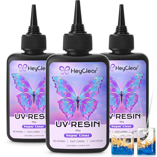 HeyClear 300g UV Resin Set - UV Harz Klar Hart Niedrig Geruch Vorvermischt und Schnell Härtend - Für Schmuckherstellung DIY Handwerksdekoration Beschichtung
