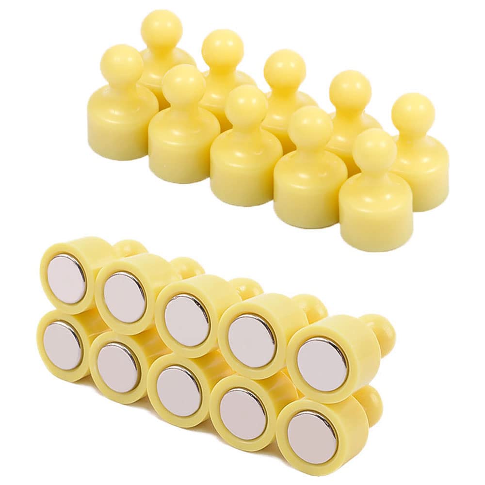 Qikaara Yellow 20 Pcs Fridge Magnets Strong Neodymium Magnets Magnetic Push Pins Small Refrigerator Magnets Whiteboard Map Magnets Perfect For Home Kitchen Office School Classroom