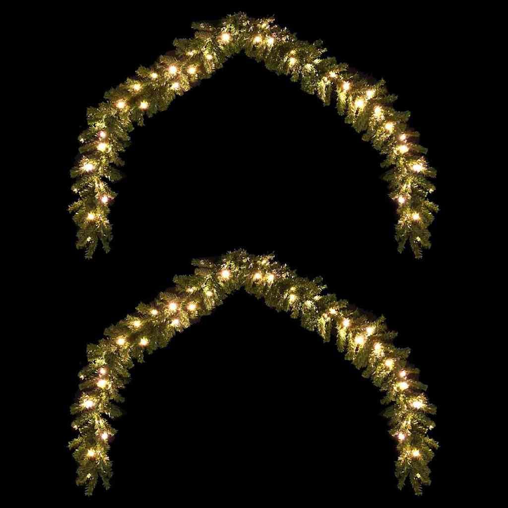Weihnachtsgirlande mit 600 LEDs, 2 Stück, grün PVC Girlande 2000 cm lang, wetterbeständig, LED-Lichterkette mit USB-Anschluss, festliche Tannendekoration für Innen und Außen