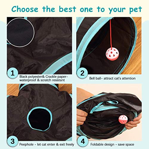 Image of Bemodst S-Type 5 Way Cat Tunnel, 2 /3 /4 /5 Way Collapsible S-Shape Small Animal Tubes Kitty Tunnels Interactive Maze House Toy with Storage Bag for Kitten Puppy Rabbit Guinea Pig (5-Way)
