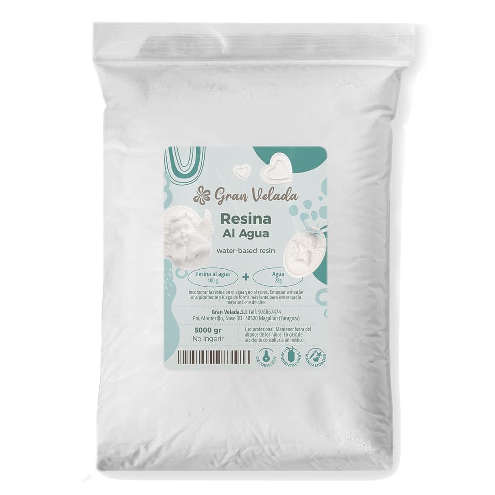 Gran Velada - Resina al Agua 1 Kg | Resinas de Calidad para Figuras Decorativas con Textura Cerámica | Blanco Puro | Secado Rápido y Resistente | 100g de resina por 28g de Agua | Incluye Instrucciones