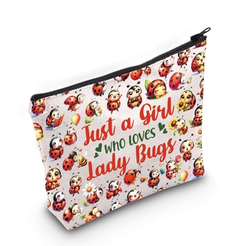Coccinella Cosmetico Trucco Sacchetto Insetti Amante Souvenir Regalo Just A Girl Who Loves Ladybug Zipper Pouch Bag Merchandise Borsa Trousse per trucchi rosso