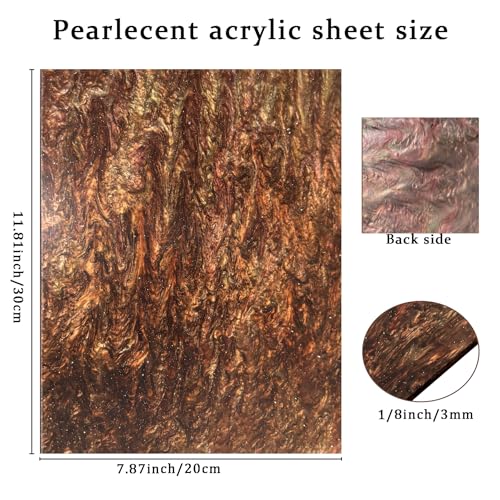 Image of Pearl Glitter Cast Acrylic Sheet 1 /8 Inch for Laser Cutting 12x8 Inch Sparkly Water Stream Pattern Acrylic for Laser Engraving, Crafts, DIY Projects (1, Bronze, 12x8 Inch)