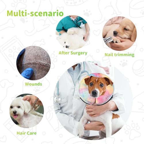 Image of Dog Neck Collar Recovery E-Collar Alternative, Dog Donut Collar After Surgery for Dogs and Cats(Pink Blue, M)