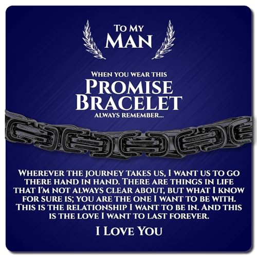Love You This Much Promise Bracelet for Him | Mens 5mm Twist Steel Bracelet | Sentimental Gift for Boyfriend | 8