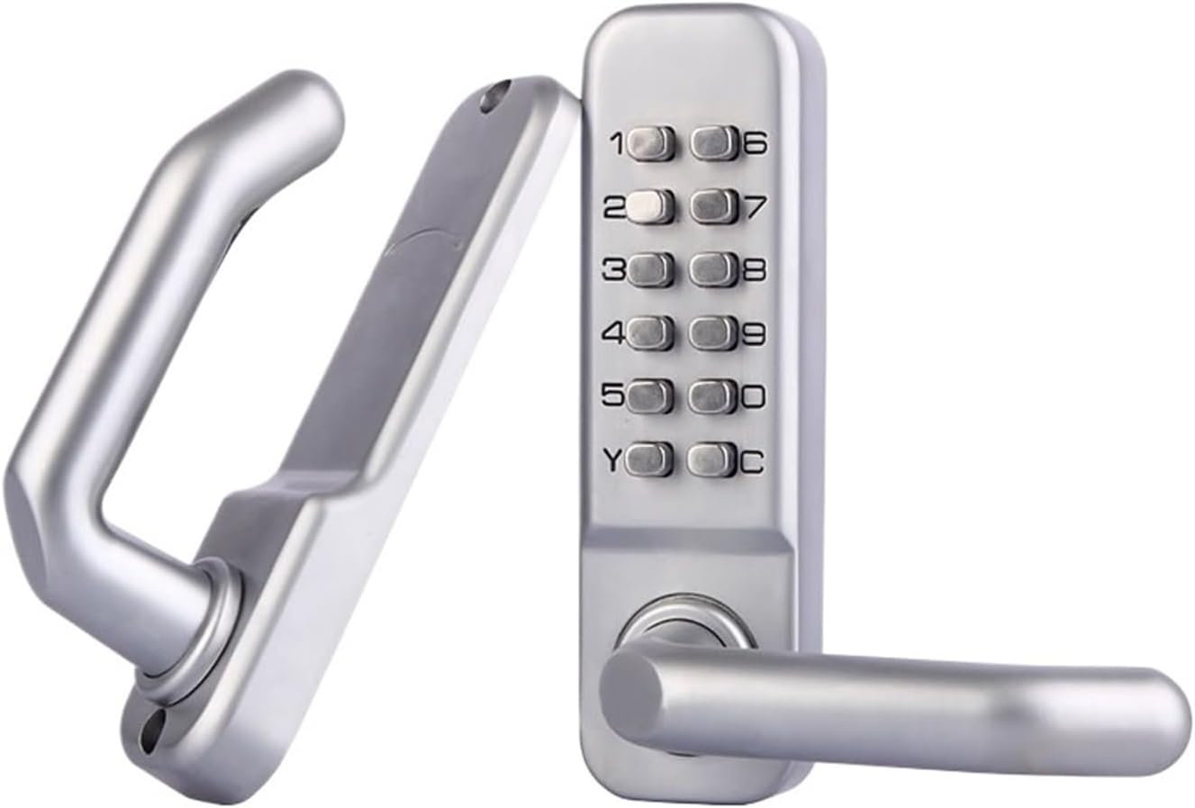 Mechanical keyless Entry Door Lock Mechanical Keyless Entry Door Lock with Keypad Door Handle Keypad Deadbolt Door Lock with Handle (Color : Red Brown)