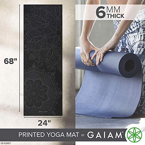 Gaiam Yoga Mat Premium Print Extra Thick Non Slip Exercise & Fitness Mat For All Types Of Yoga, Pilates & Floor Workouts, Midnight Mandala, 6Mm #TOP1