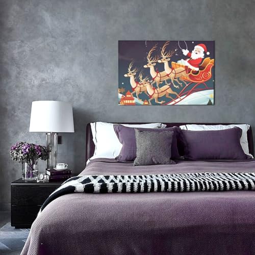 Père Noël et renne sur tableau décoratif moderne 30x45cm - 4