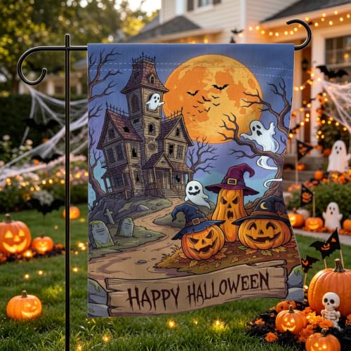 Ghost Pumpkin Haunted House Halloween Garden Flag 12×18 Inch Outdoor Flag - image 2