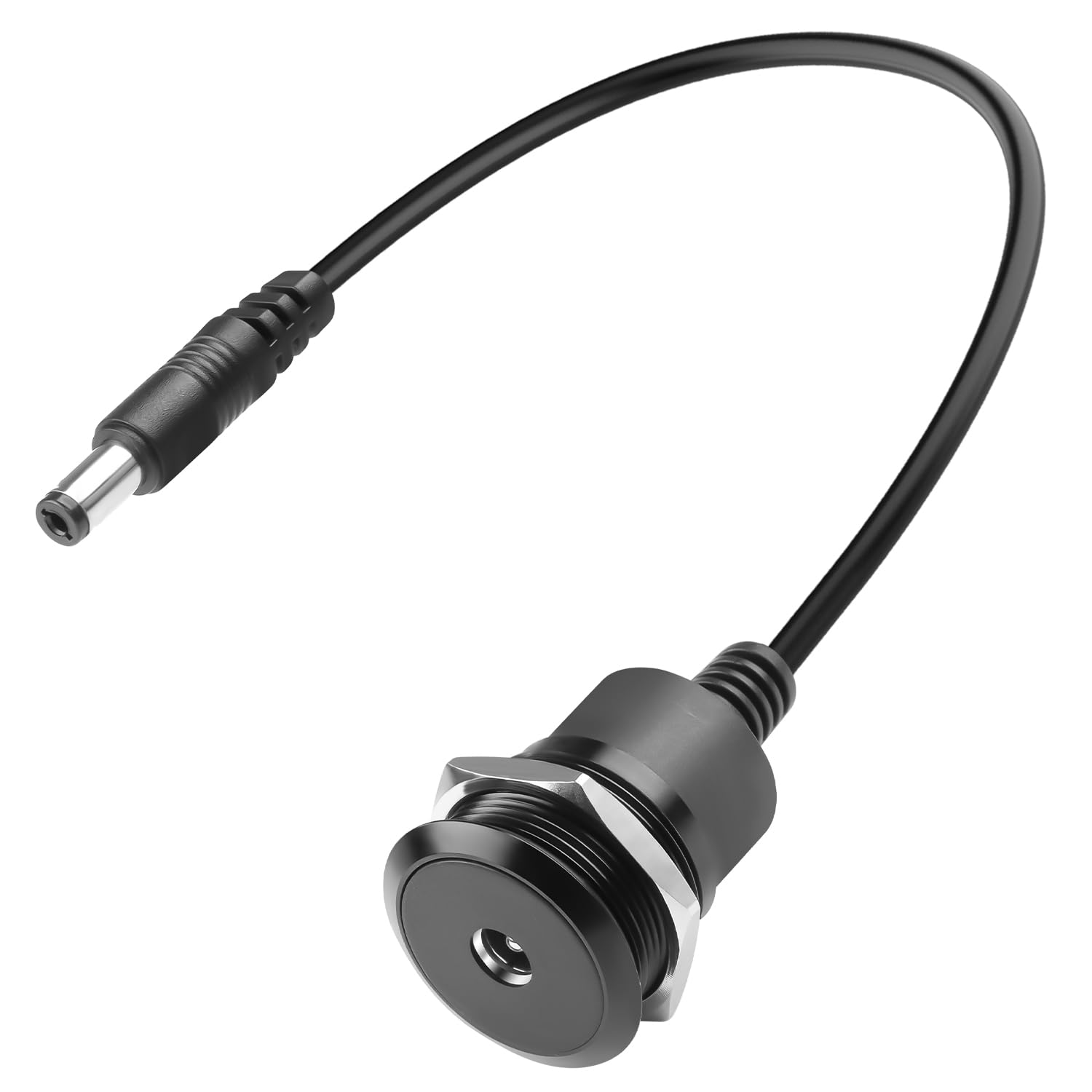 QIANRENON DC 5.5×2.1mm Threaded Fixed Mount Power Short Cable Adapter DC 5.5 * 2.1mm Male to Female Bulkhead Mount Charging Connector Extender 12-24V 3-5A, for DIY Repair DC5521 Port, 25cm/9.8in