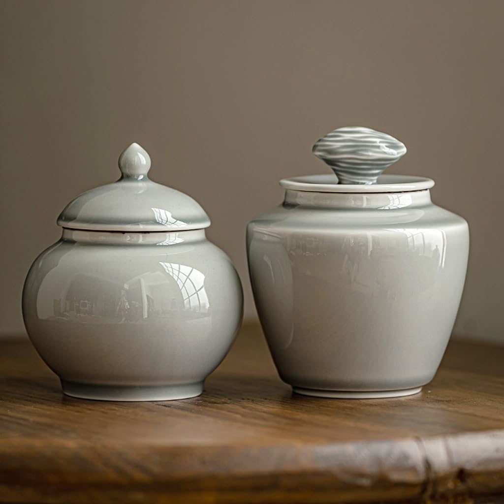 Juego De Té Latas de té esmaltadas de Colores for Uso doméstico, latas de té de cerámica Retro Selladas, latas de té a Prueba de Humedad Tarro para Guardar Té(B)
