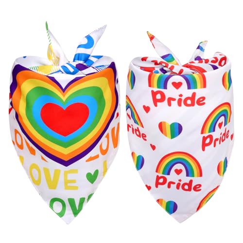hoyuwak 2 PCS LGBT+ Rainbow Dog Bandanas Reversible Triangle Bandanas Pride Day Rainbow Scarfs for Medium Large Dogs