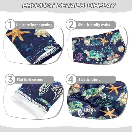Turtle Girls' Leggings Toddler Doodles Starfish Kids Yoga Pants Dance Active Tights 4T3