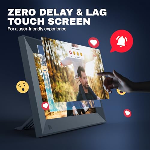 Image of 8 inch Digital Picture Frame, 16GB, Touchscreen, WiFi Wall-Mount Frame for Home /Business, 1200x800 HD, Share via App, Email, USB & Micro SD, Black