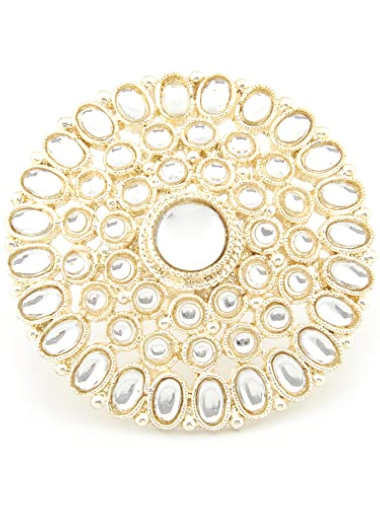 Meenakari Kundan Adjustable Rings Set - Pack of 3