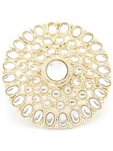 Meenakari Kundan Adjustable Rings Set - Pack of 3