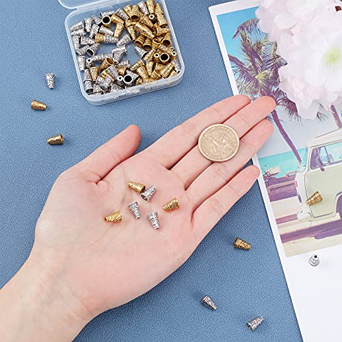 SUPERFINDINGS 100PCS 2 Colors Tibetan Style Bead Cone Alloy Bead End Caps Antique Spacer Beads Caps Cone for DIY Jewelry Making 10x7mm - Image 3