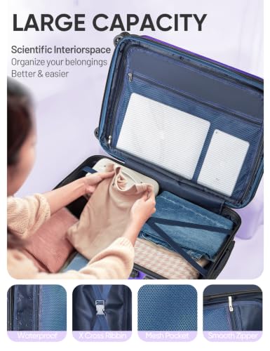 Image of Luggage Sets 2 Piece,PC+ABS Expandable Suitcases with Wheels