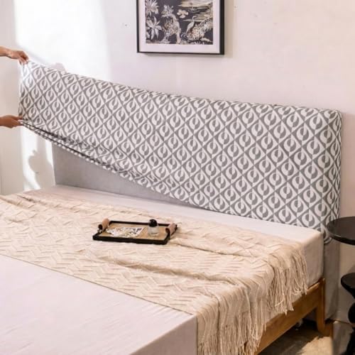 Image of HOMETHREADS Stretchable Lycra /Velvet Headboard Cover | Soft, Dust-Proof & Wrinkle-Resistant Bed Back Protector | Fits Leather, Wooden & Fabric Bedsides | for 6ft to 6.5ft Beds (Grey, 178x65Cm)