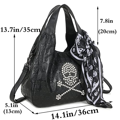 Bolso satchel y cartera negro con remaches miniatura 2