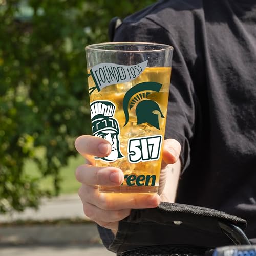 Image of Logo Brands NCAA 16 oz Pint Glass - Durable Glass With Bold Team Color- Chip-Resistant Rim Drinkware For Fans, Tailgates, Home Bars & Everyday Use