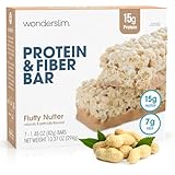 Wonderslim High Fiber Protein Bars, Fluffy Nutter | 15g Protein, 7g Fiber | Low Sugar, Low Carb | Healthy Indulgence | Satisfying, Supports Energy & On-the-Go Convenience, 7 Pack