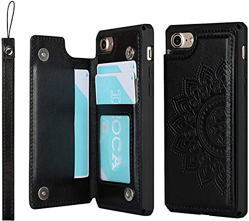 Étui iPhone 8 porte-cartes Cavor protection intégrale et clapet magnétique noir
